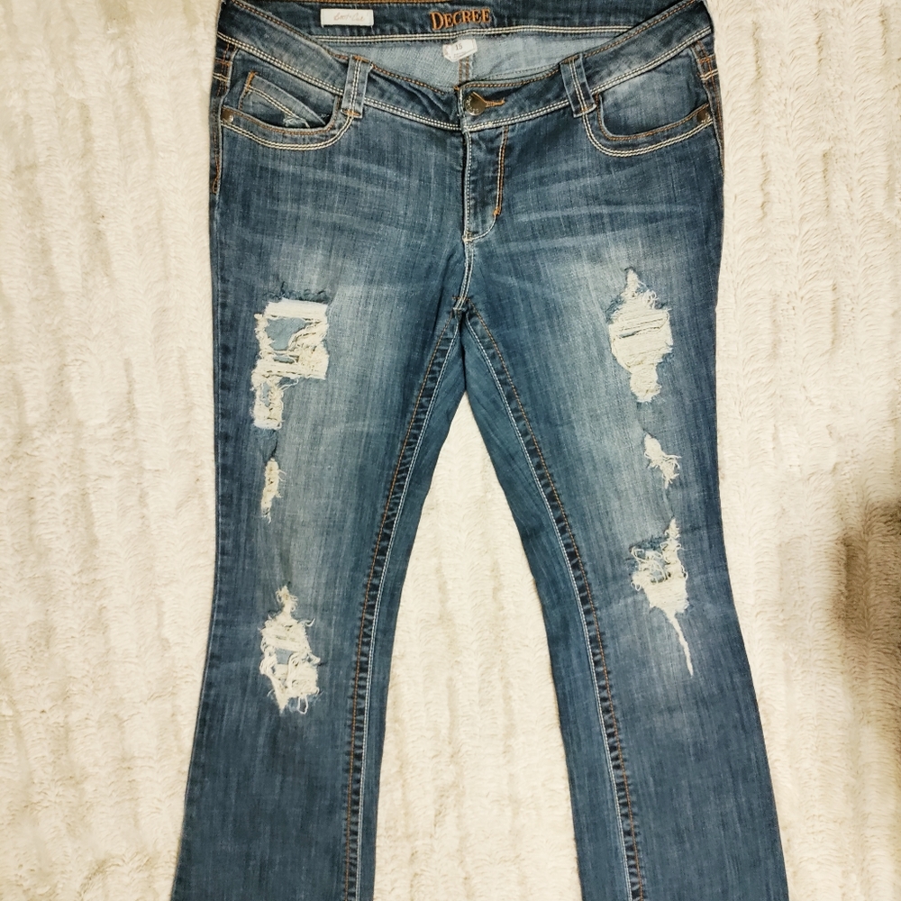 Women's Decree bootcut ripped denim jeans size 15